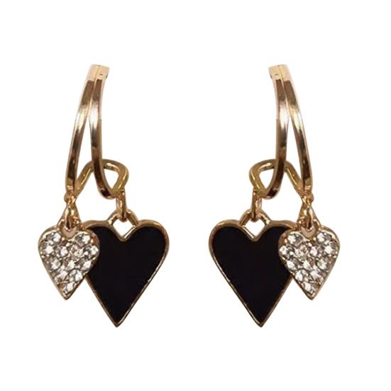 

Сережки-підвіски Серце для жінок, сережки-краплі Серце з камінням, блискучі сережки, подарунок на День святого Валентина, річницю для неї чорний