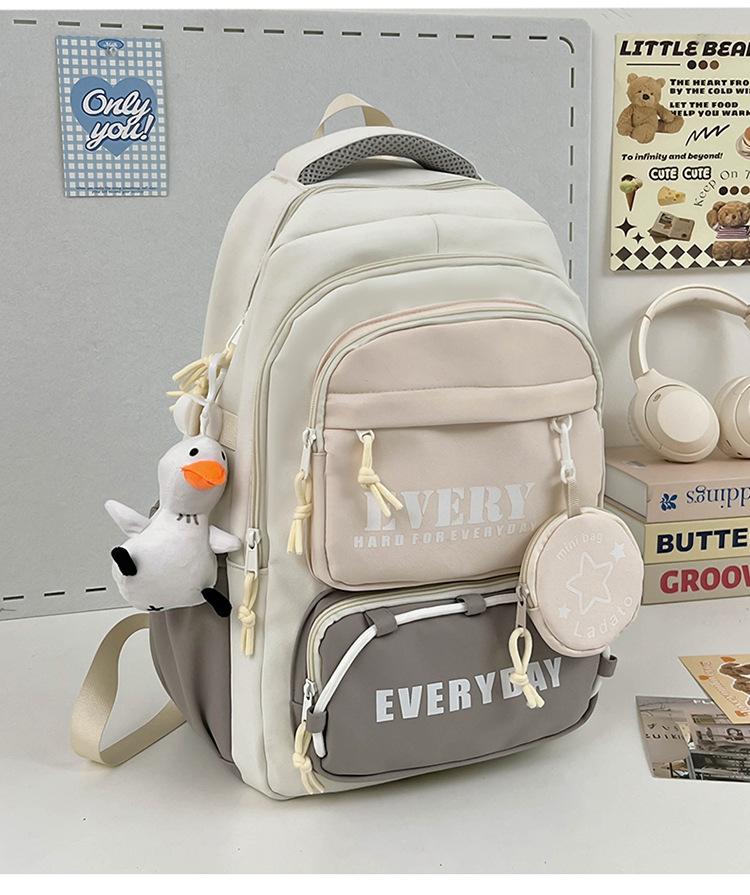 Schoolbag Korean version contrasting color splicing backpack 1011 new fashion and light travel backpack casual tooling style school bag