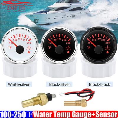 100~250℉ Water Temp Meter Indicator Flash Alarm 7 Color LED 2" 52mm Water Temperature Gauge with Sensor for Car Boat