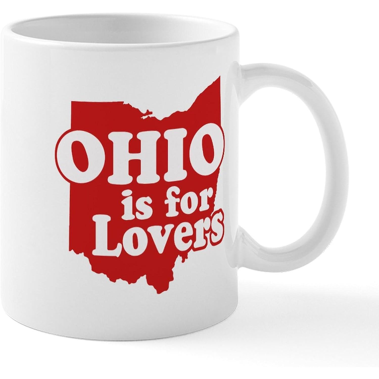 Ohio Is for Lovers 11oz Ceramic Mug Red State Outline Gift for Ohioans Local Pride Coffee Cup 320ml