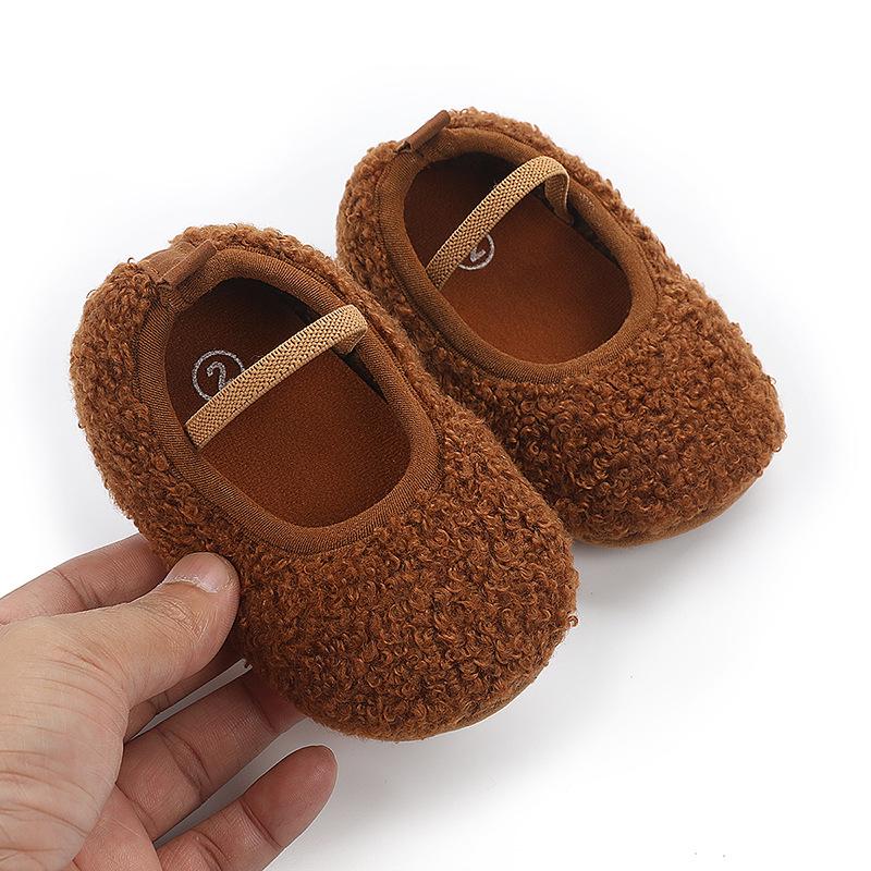 Warm Cotton Furry Baby Walking Shoes for 0-1 Year Olds - Indoor Autumn/Winter Wear