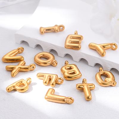 Wholesale 6pcs/lot A-Z Alphabet Initial Charm Stainless Steel Bubble Letter Charm for DIY Jewelry Making