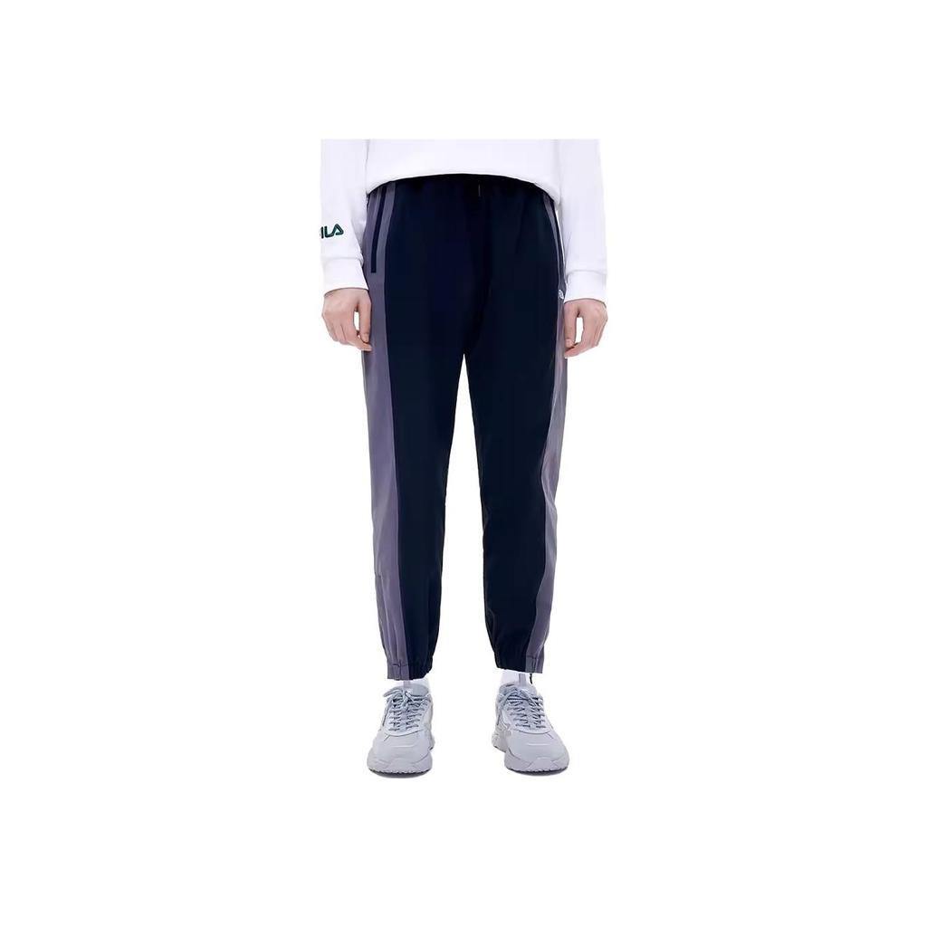 Fila Fusion Retro Patchwork Woven Knitted Sports Pants Men bottoms Deep-Black T11M213801F-BK