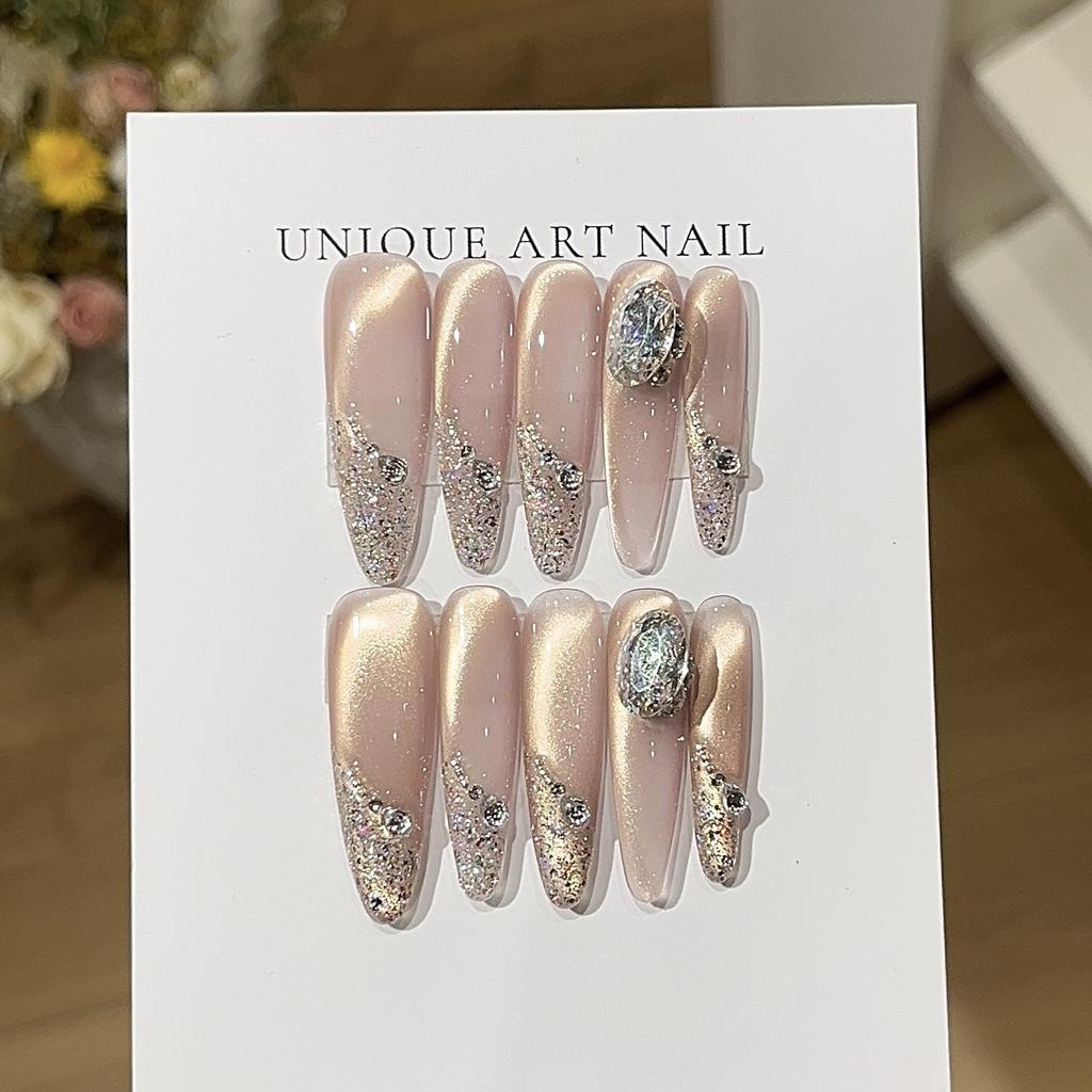 Island Necklace Atmosphere Pink Gold Side Light Cat Eyes Flash Fingertip Sequins A Thousand Gold Sense Wear Armor