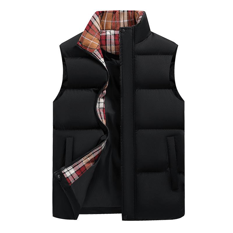 New autumn and winter warm thickened vest sleeveless vest thickened black stand-up neck cotton clothes vest men
