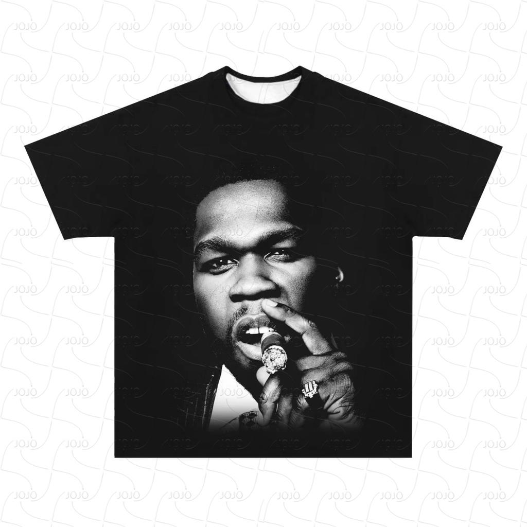 Gangsta Rapper 50cent Retro Graphic Couple T-Shirt Men's Hip Hop Clothing Y2k Unisex Fashion Oversize AJAX Top Gift for Fan