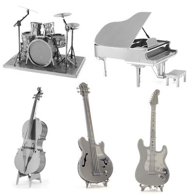 Metalowy Model 3D do Złożenia Puzzle Instrumenty Piano Gitara Bęben Wiolonczela Bas Model Rękodzieło Ozdoba na Biurko Zabawka Prezent