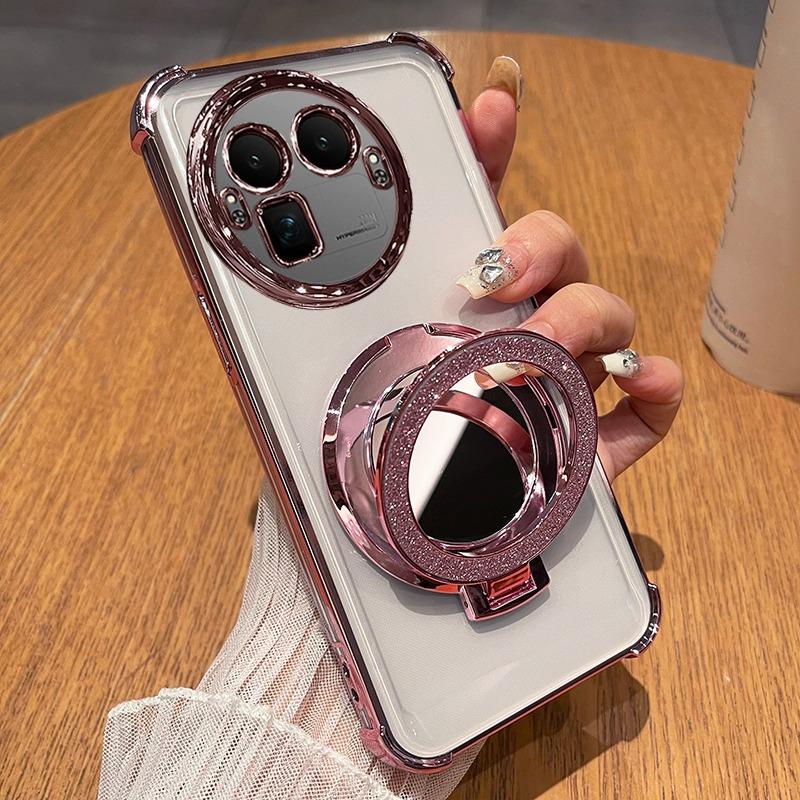 Transparent Plating Glitter Stand Case for Realme GT 8 Pro Fundas for Realme GT8 8pro Four-corner Shockproof Soft Silicone Cover