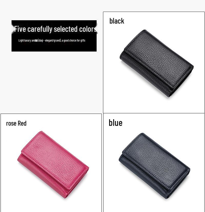 Genuine Leather Women's Multi-functional Key & Card Holder with Coin Purse