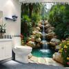 Rideau de douche cascade de forêt tropicale - Décor de bain multi-styles, Parfait pour ceux qui aiment les designs inspirés par la nature et pratiques