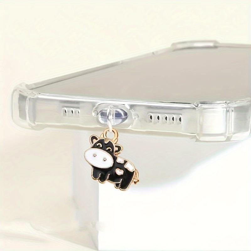 

Милый дизайн коровы, заглушка от пыли для мобильных телефонов - Алюминиевый сплав, Креативный DIY шарм, Легко установить, Универсальная посадка For Iphone 5-14 чёрный