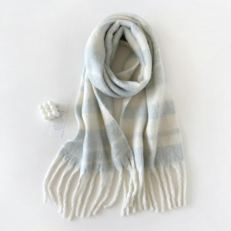 New simple solid color mohair scarf, thickened and warm in autumn and winter, versatile shawl, fluffy and large pulled scarf.