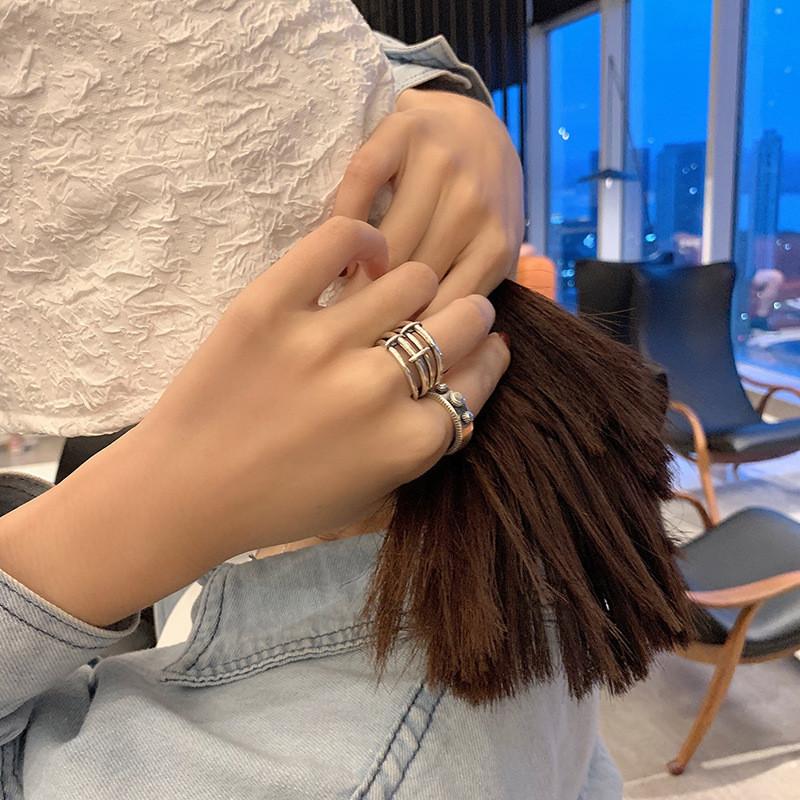 Sterling 925 Elegant Silver Open Finger Ring For Women Fashionable Ins Design