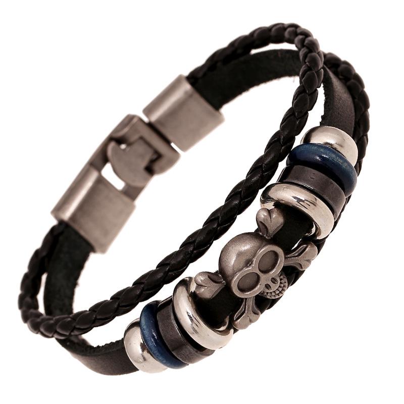 one piece anime 2D peripheral bracelet handmade retro cowhide accessories bracelet designed for men European plus American Xmas gifts