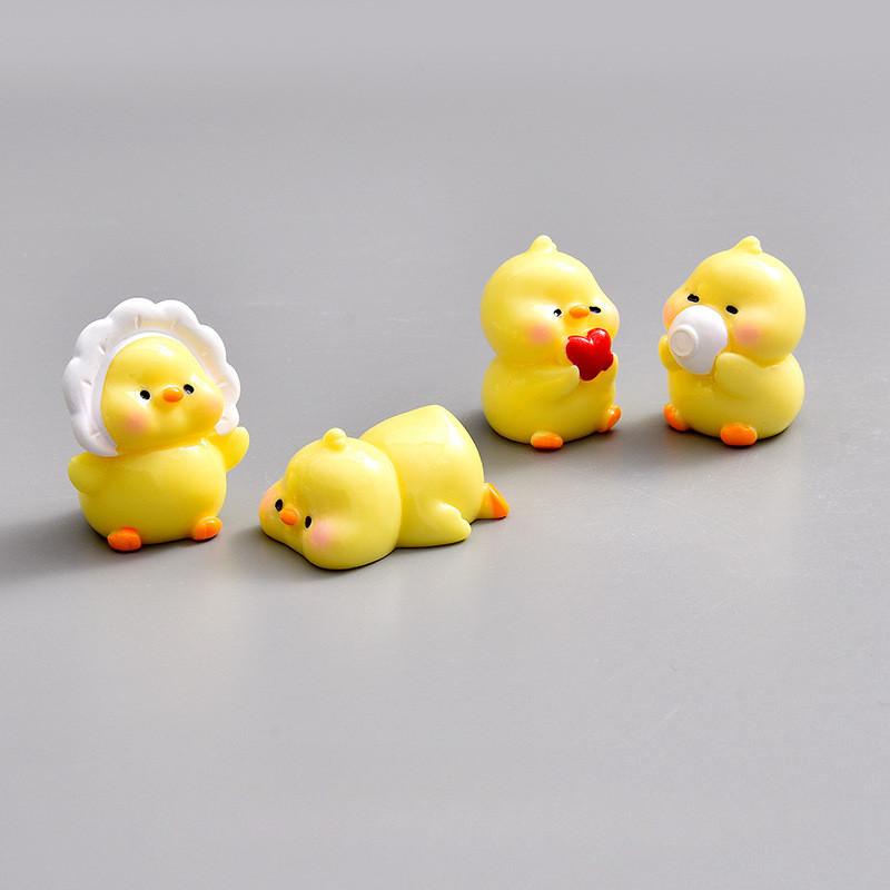 6Pcs/set Cartoon Chick Animal Miniatures Resin Ornaments Fairy Garden Decoration Moss Terrarium Micro Landscape