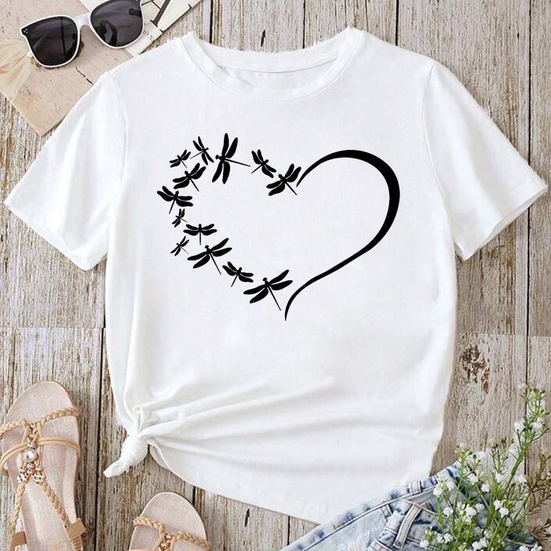 Butterfly Sunflower Style Trend Women Clothing Fashion Graphic T-shirt Summer Casual Short Sleeve Female Basic Tees Tops