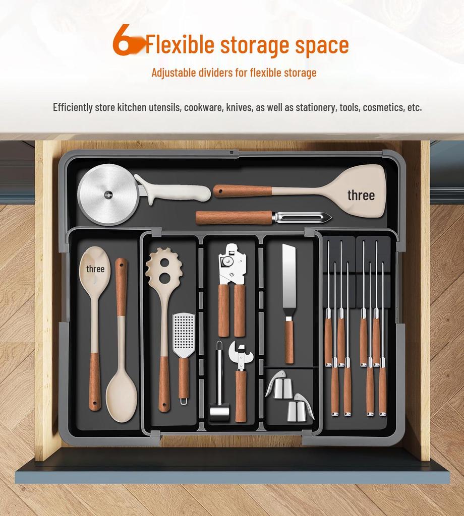 Retractable Kitchen Desktop Drawer for Organizing Cutlery and Utensils