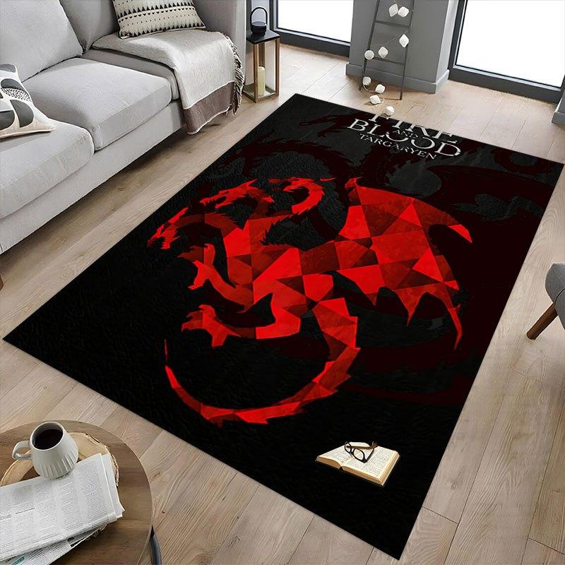 1pc Fire and Blood Office Carpet Chair Mats, Home Decor Mat Fantasy Theme Mat Durable Mat, Dragon Decor,Suitable for fantasy theme lovers