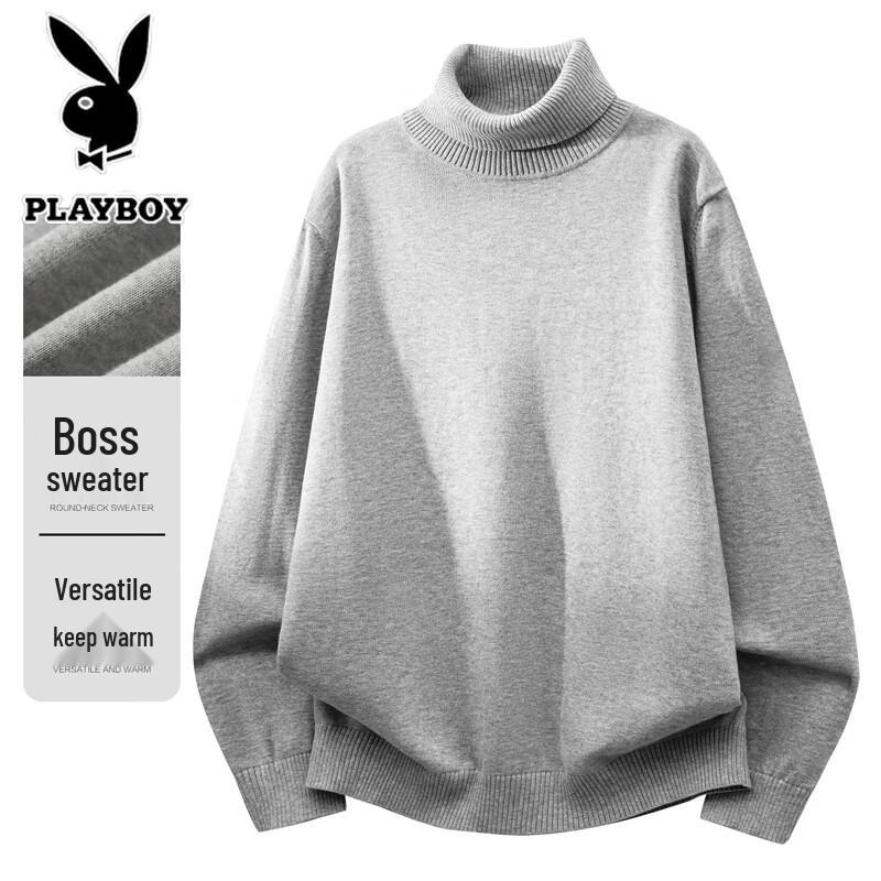 Мужской вязаный свитер-водолазка PLAYBOY XL серый