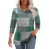 Women's Casual Loose Fit Top Three Quarter Sleeve Crew Neck Blouse Button Detail Lightweight Comfortable Fabric