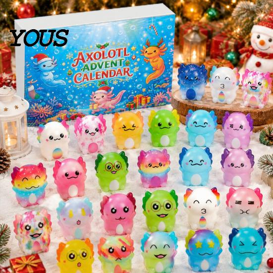 Salamander Advent Calendar Christmas Calendar, Countdown with 24 Squeeze Toys, Days Mini Toy Gift Box for Holiday Kids Stress Relief Toys