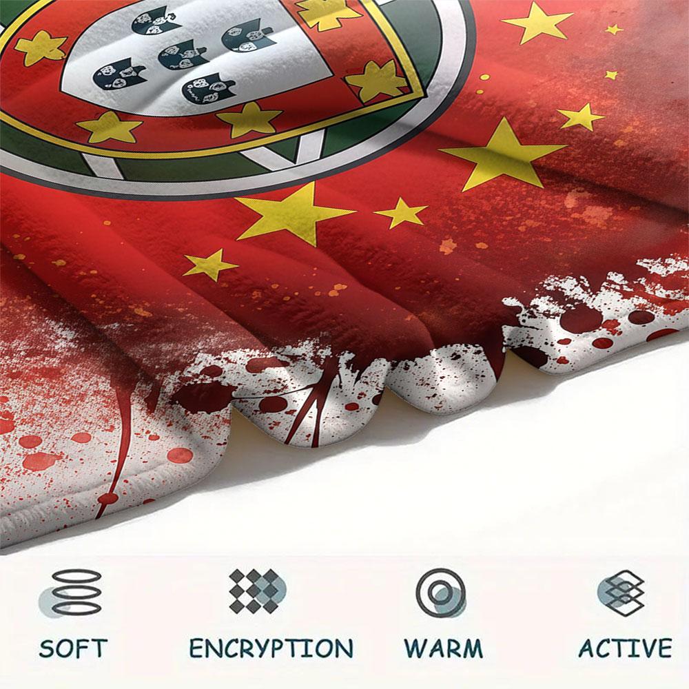 1PC Portugal National Football Team Patterned Flannel Blanket Suitable For All Seasons for Home Decor Warmth and Comfort Gifts Holiday Present