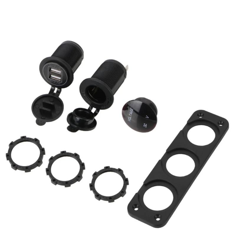 Fast Mobile Power Lighter Socket Charger 12-24V Voltmeter Double USB Car Charger Adapter for Vehicles Car Boats Truck