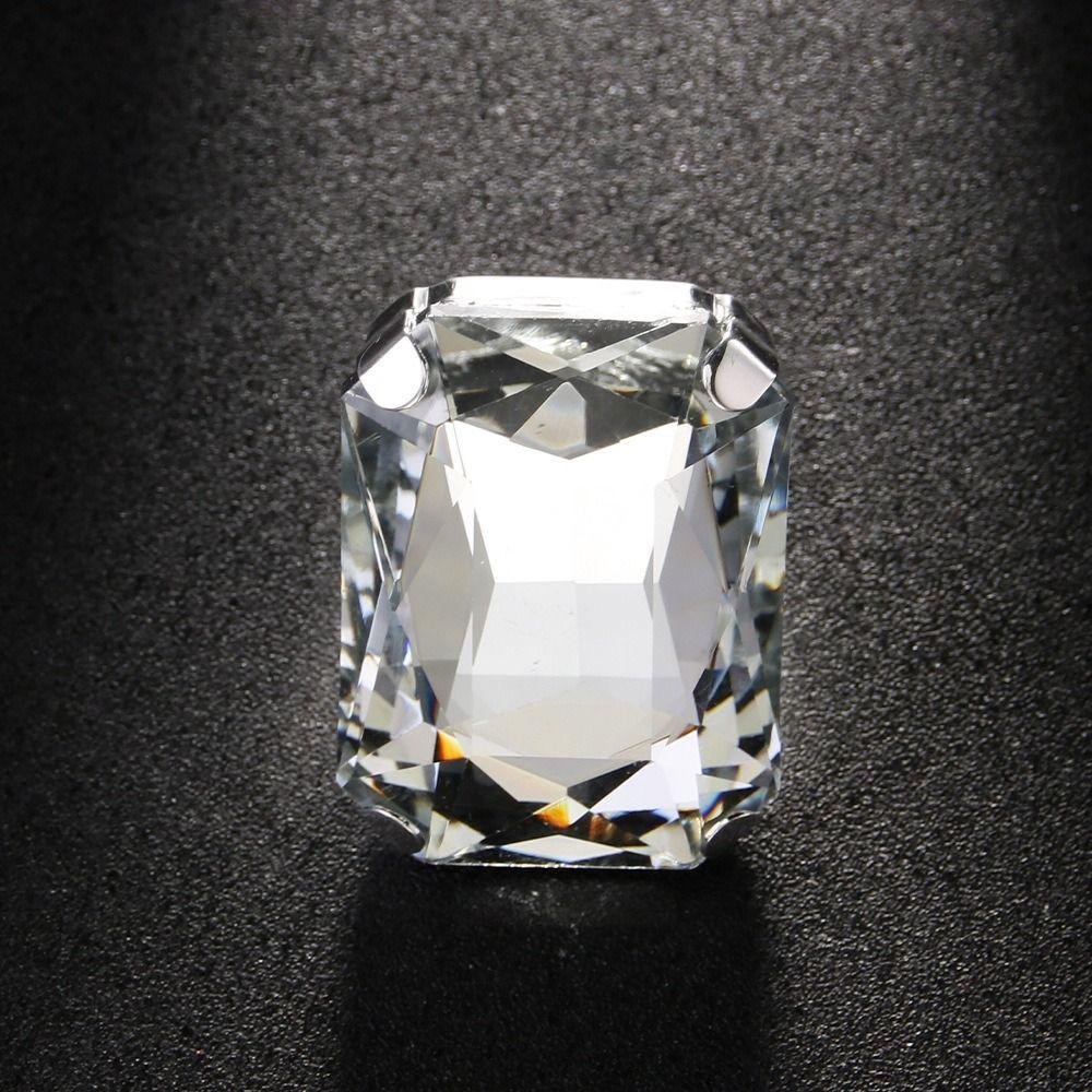Adjustable Size Vintage Wedding Ring Rhinestone Crystal Large Crystal Ring