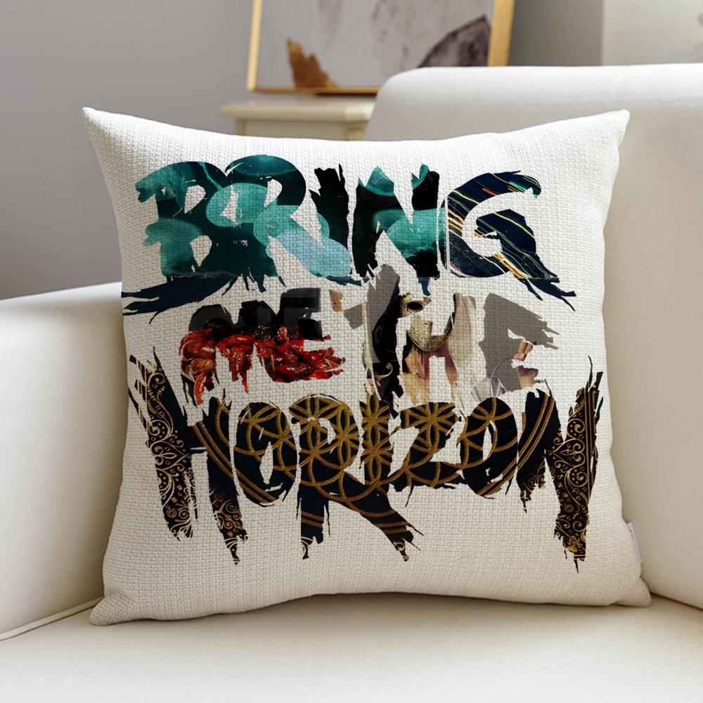 Metal BBring Me The HorizonS Cushion Cover Breathable and skinfriendly linen pillowcase square removable and washable cushion