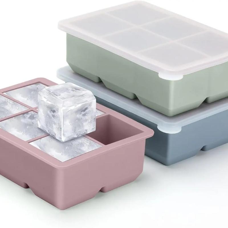 Ice Cube Tray Large Silicone Ice Cube Molds with Removable Lids Large Square Ice Cube Molds Easy Release Reusable BPA Fr