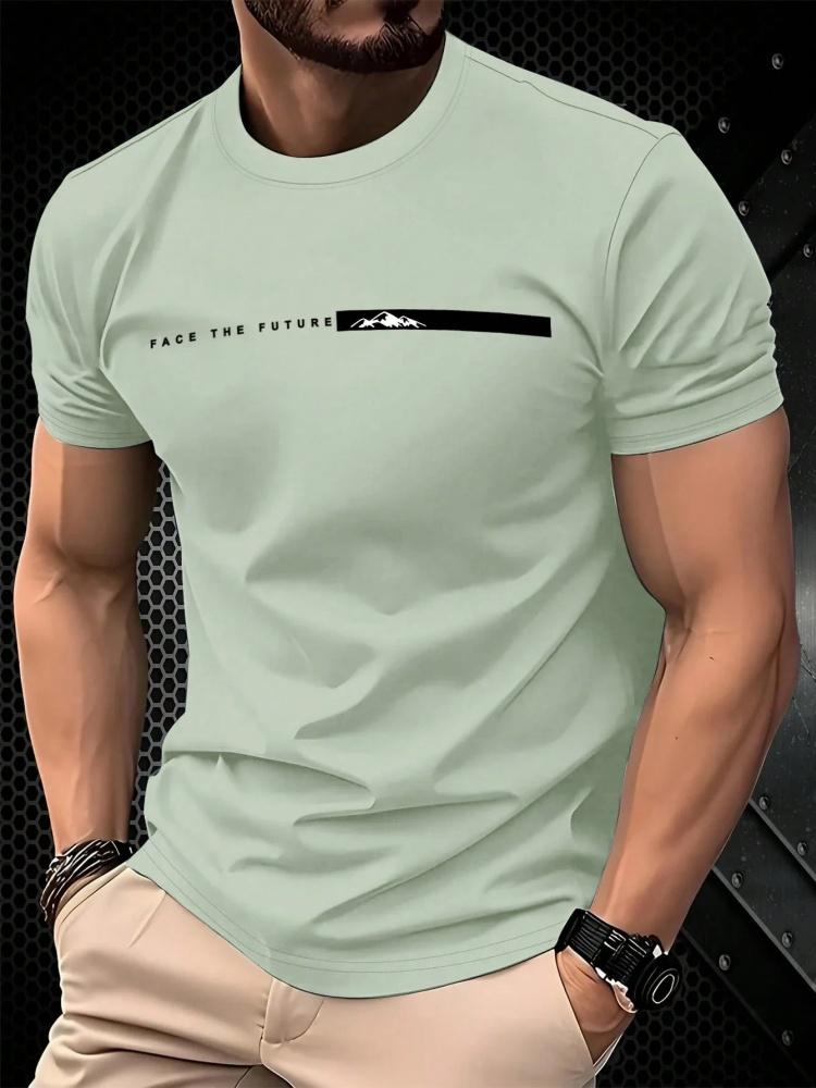 Sommer Herren Einfaches T-Shirt mit Buchstabenmuster Aufdruck Lässiges Sportliches Lockeres Rundhals Oberteil City Time Täglich Vielseitig Kurzärmelige Kleidung