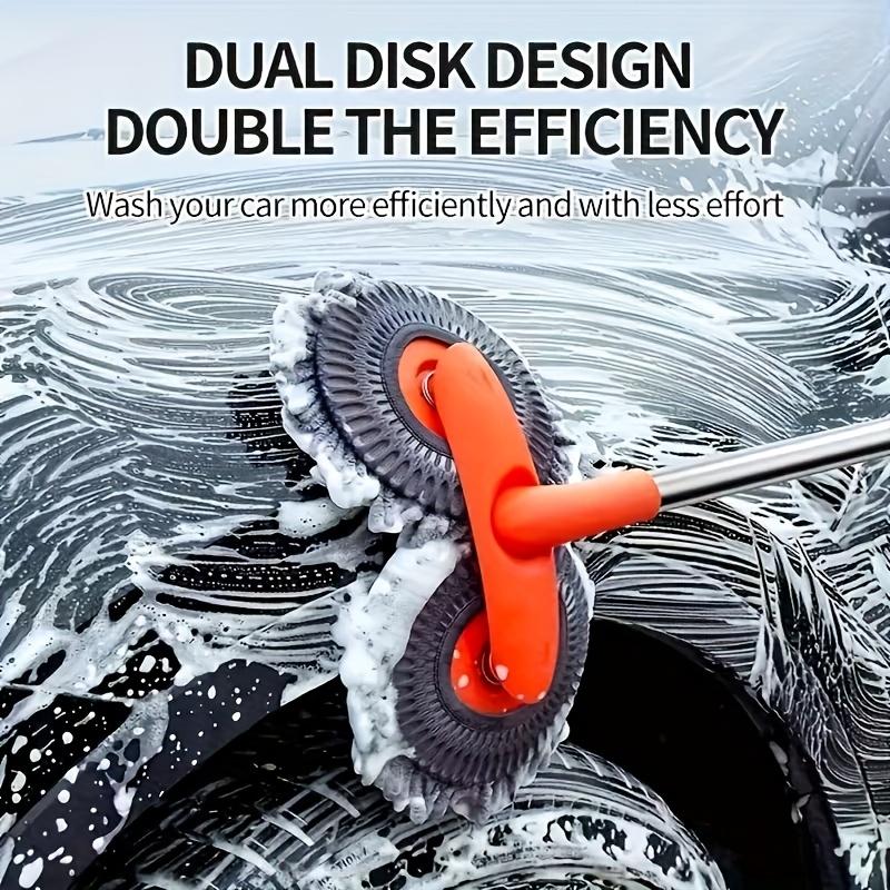 Adjustable Long Handle Chenille Microfiber Car Wash Brush, Soft No Scratch Heavy Duty Cleaning Mop Multi Surface Vehicle Detailing Tools