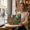 Colorful Geometric Art Tote Bag Portable Casual Daily Shopping Bag Lightweight Trendy Stylish Shoulder Bag