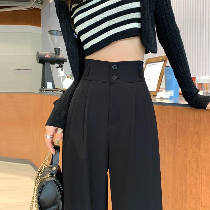 

Women s Petite Double-Breasted Wide-Leg Suit Pants, Slim-Fit, Drapey, Spring/Autumn 2025 Collection L (Recommended 106-115 lbs)