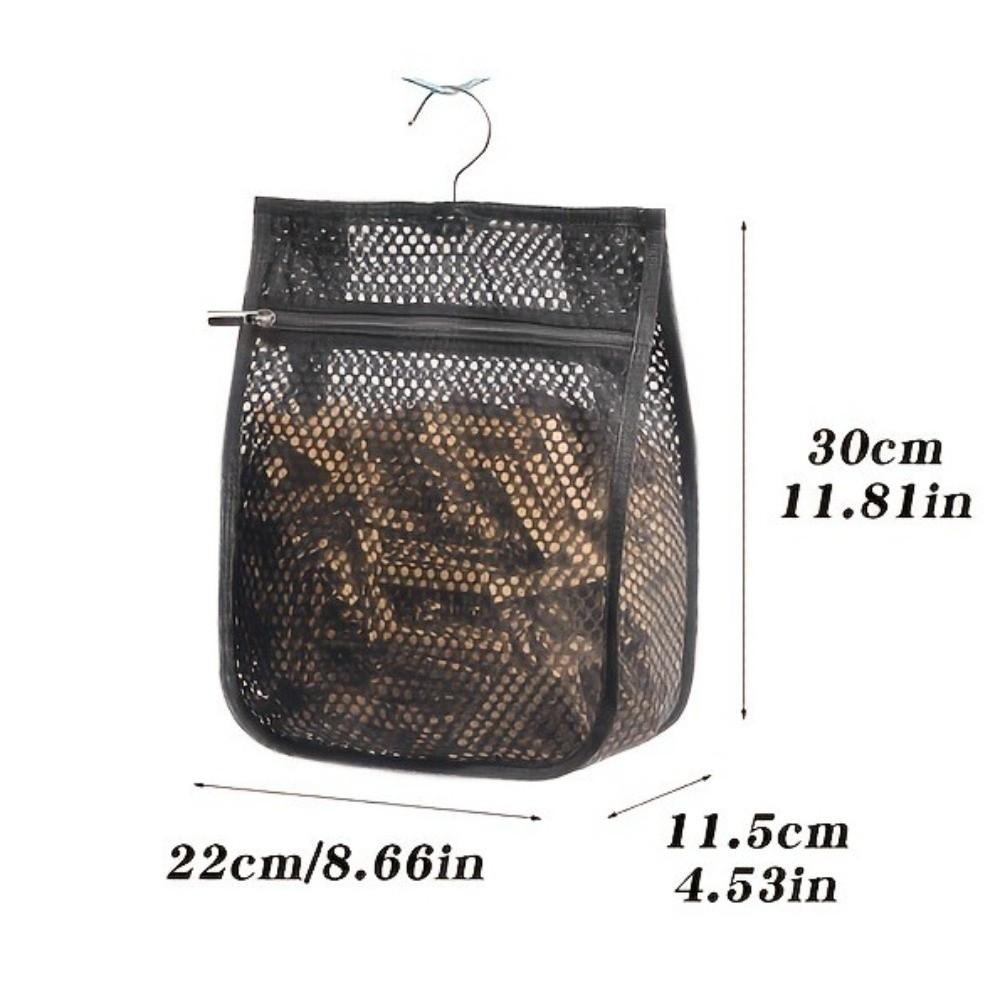 Large Capacity Clothespin Storage Bag Black Mesh Hanging Bag Home Storage Use