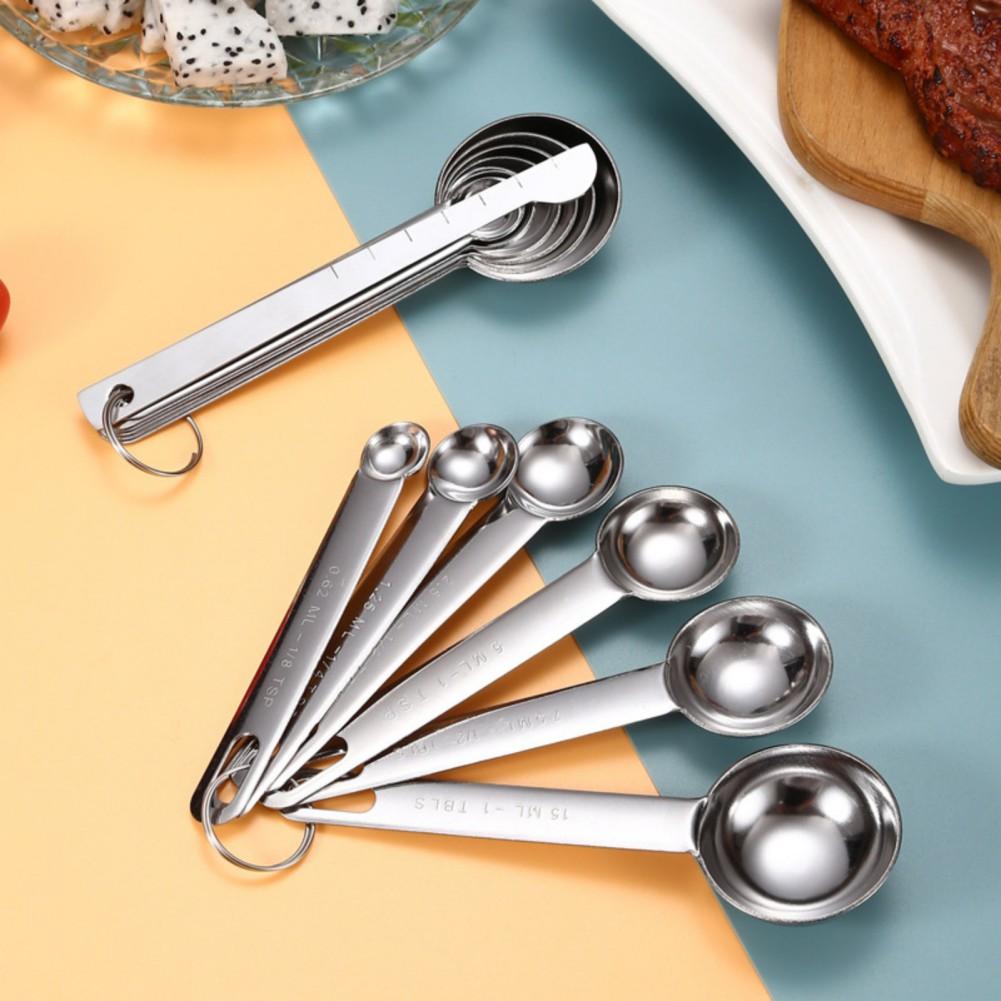 6/7/9pcs Multipurpose Food-grade Stainless Steel Measuring Spoon Coffee Powder Spice Measure Scoop Kitchen Baking Tools