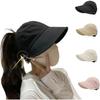 Sonnenhüte für Damen mit breiter Krempe UV-Schutz Hohl oben Sonnenhut Sommer Strand faltbar Visier Fischerhüte mit Maskenknopf