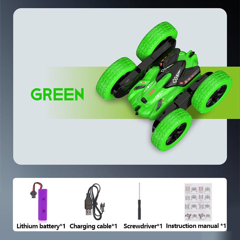 Children's 4-Wheel Double-Sided Long-Distance RC Stunt Car with 2.4G Control, LED Lights, Off-Road and Drifting Capabilities