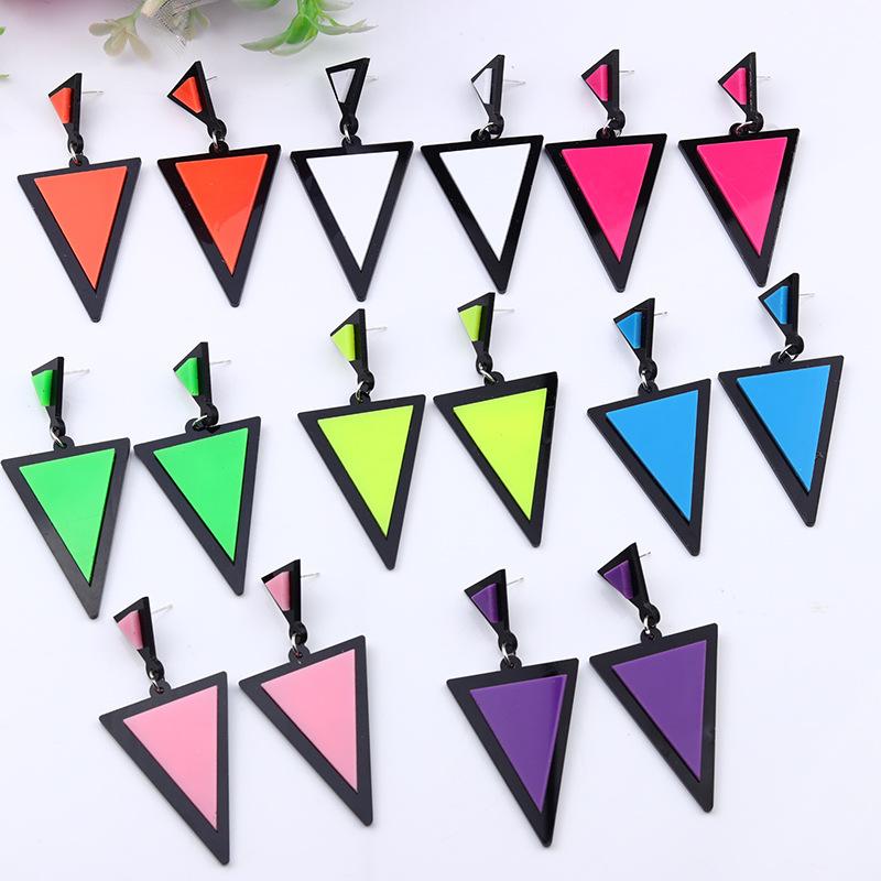 Korean Fashion Fluorescent Colorful Triangle Acrylic Drop Earrings for Women Big Geometric Pendant Earring 2026 Trend Jewelry