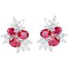 Kolczyki sztyfty z 18k białego złota z symulowanym rubinem i cyrkonią z szafirem dla kobiet