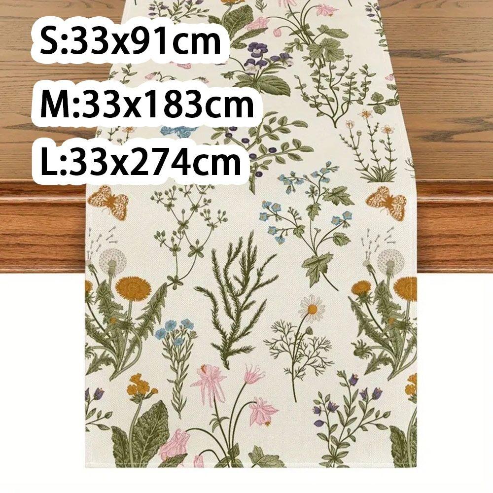 Fashion Floral Pattern Table Runner Heat Insulation Linen Flower Table Cloth Butterfly Vintage Tea Table Decorative Cloth