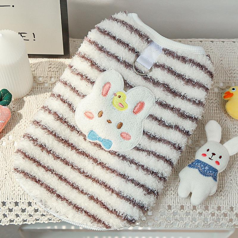 Cozy Cartoon Puppy Flannel Cat & Dog Vest - Warm Teacup Doggy Clothes for Small Pets