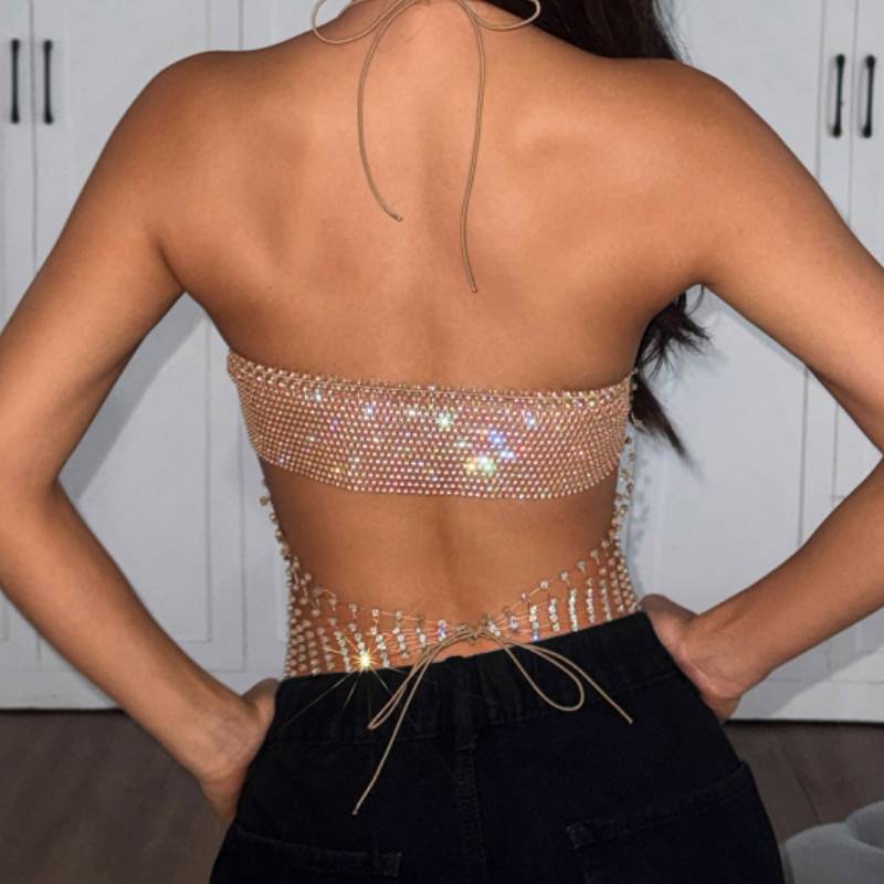 Erotic Sexy Lingerie Set With Mesh And Rhinestones For Nightclub Wear
