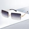 Women's Sunglasses Retro Sunglasses for Women Men Tinted Lens Metal Frame Vintage Rimless Rectangle Glasses UV400 Protection