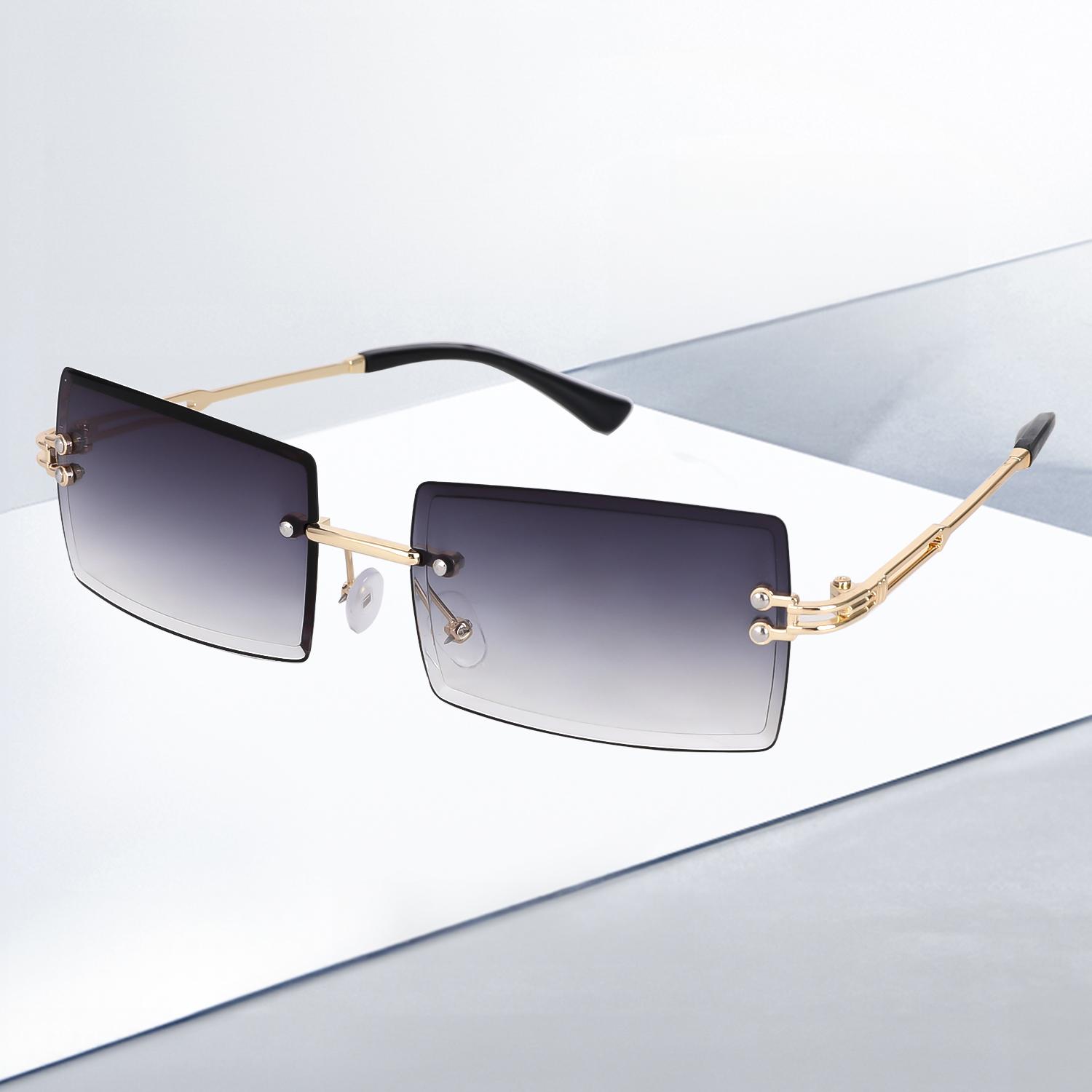 

Women S Sunglasses Retro Sunglasses For Women Men Tinted Lens Metal Frame Vintage Rimless Rectangle Glasses Uv400 Protection