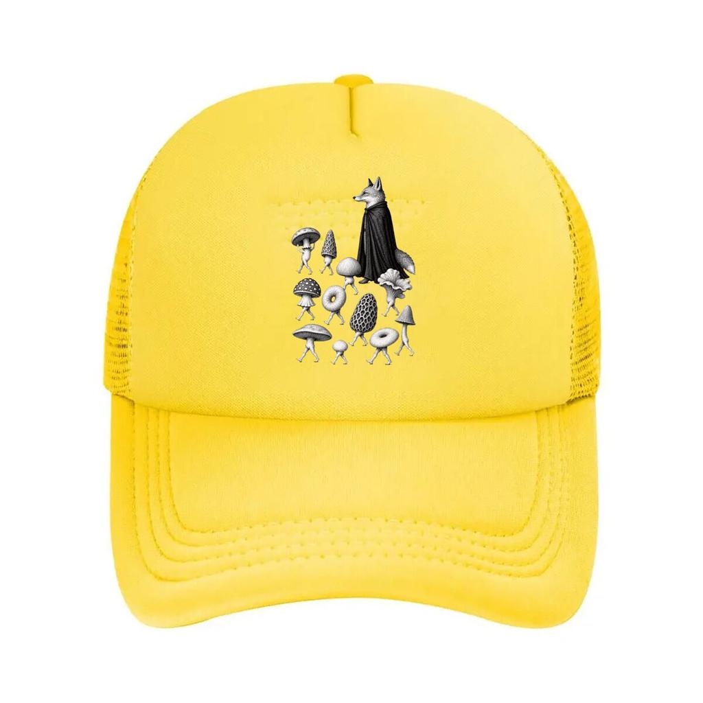 Whimsical Fox Among Walking Mushroom Mesh Baseball Cap For Womens Unisex FeUnisex Beach Dad Hat Hip Hop
