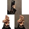 Fashion Vintage Leopard Print Beaded Phone Lanyard With Crystal Waterfall For Women And Men