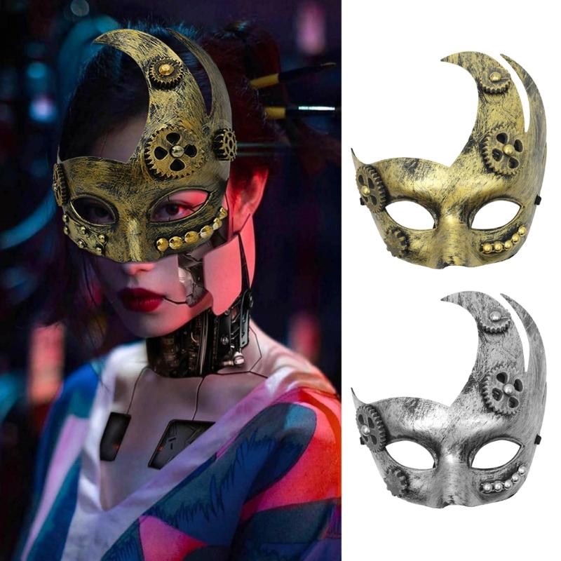Steampunk Mardi Gras Mask Masquerade Mask Costume Party Supplies Venetians Mask Decor for Women,Men Half Face Mask
