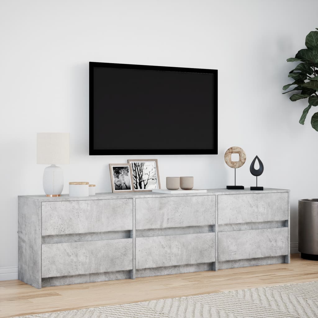 TV Stand with LED Lighting Concrete Grey 180 x 34 x 50 cm