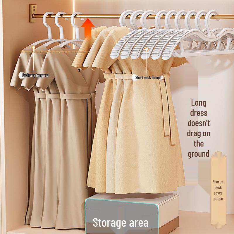 Short-Neck Clothes Hanger: Space-Saving, Anti-Slip, Traceless, Lazy Corner Design for Large Garments.